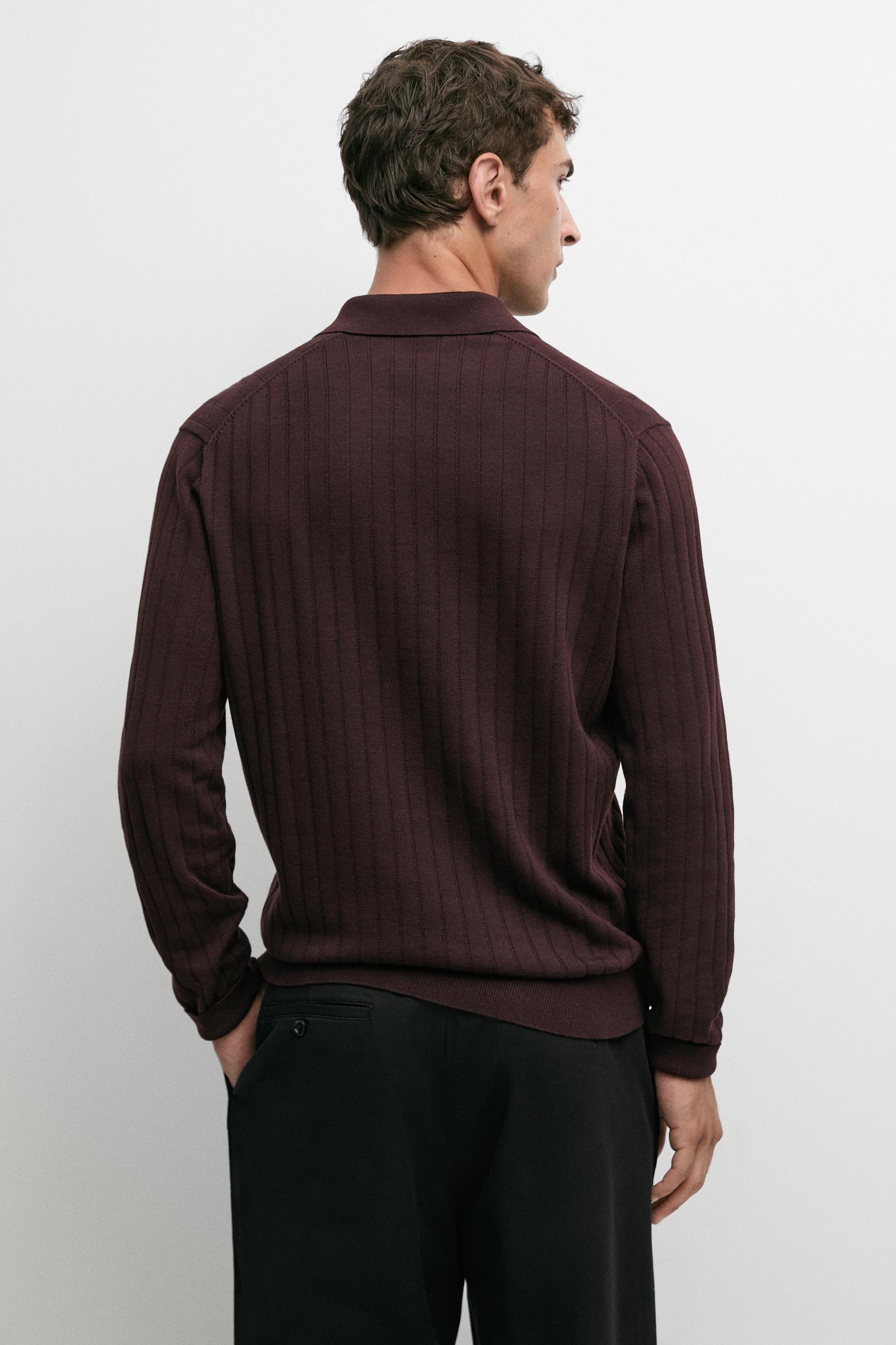 100% Cotton Knit Polo Sweater
